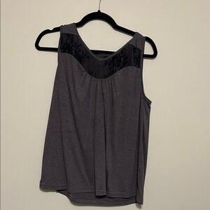 Gray Sleeveless Top with Lace Detail